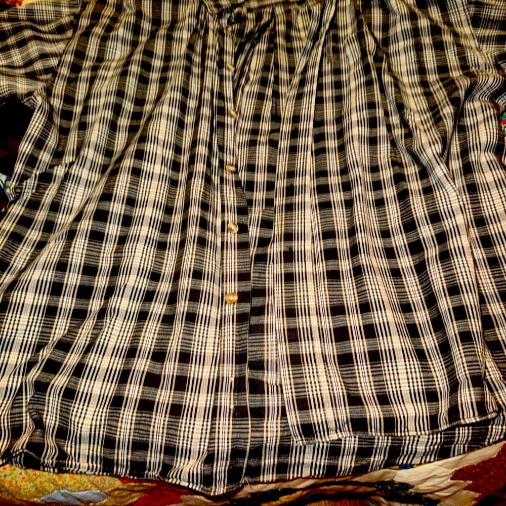 Men's Black and White Plaid Shirt